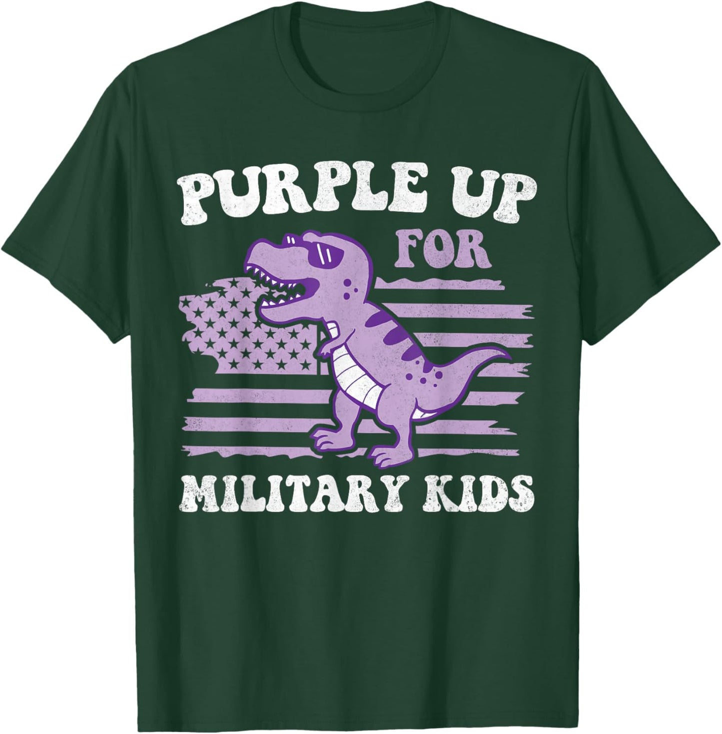 Purple Up For Military Kids Military Child Month Dino Boys T-Shirt - T-Shirt | Forest