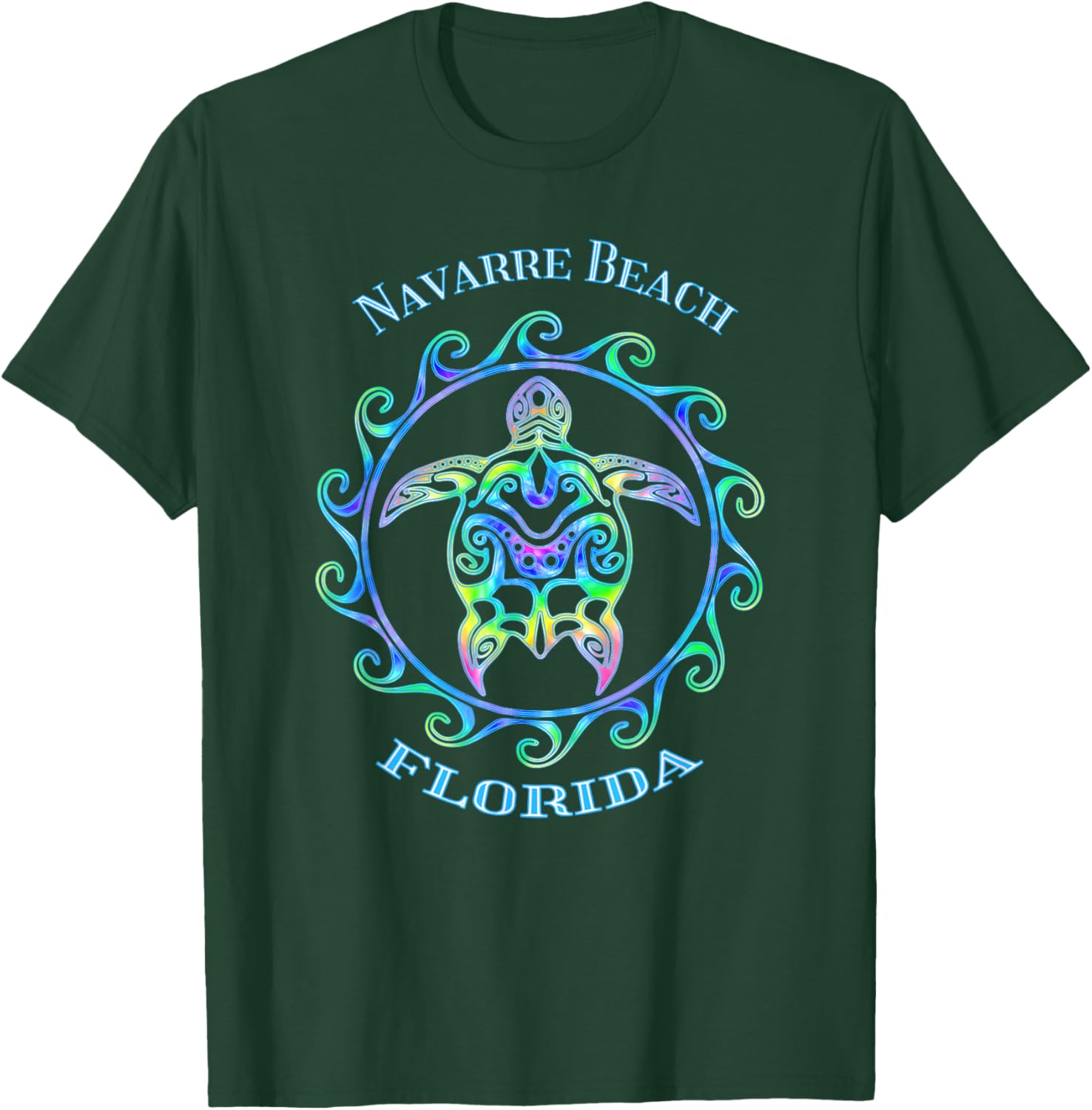 Navarre Beach Florida Vacation Colorful Turtle Women Kids T-Shirt - T-Shirt | Forest