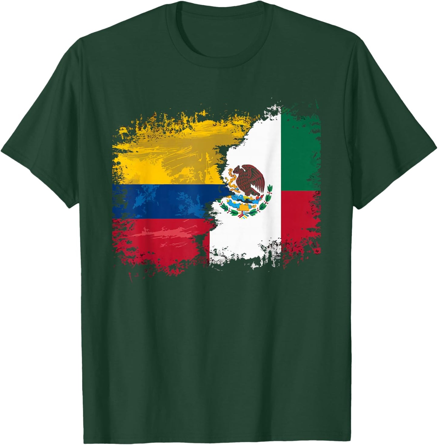 Half Columbian Half Mexican Mexico Flag Columbia T-Shirt - T-Shirt | Forest