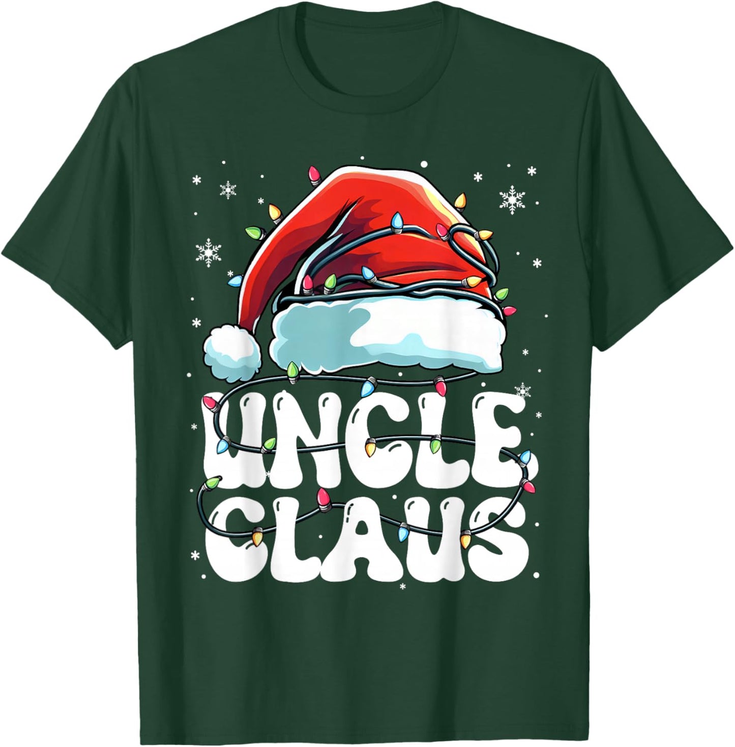 Groovy Uncle Claus Christmas Lights Funny Family Xmas Pajama T-Shirt - T-Shirt | Forest