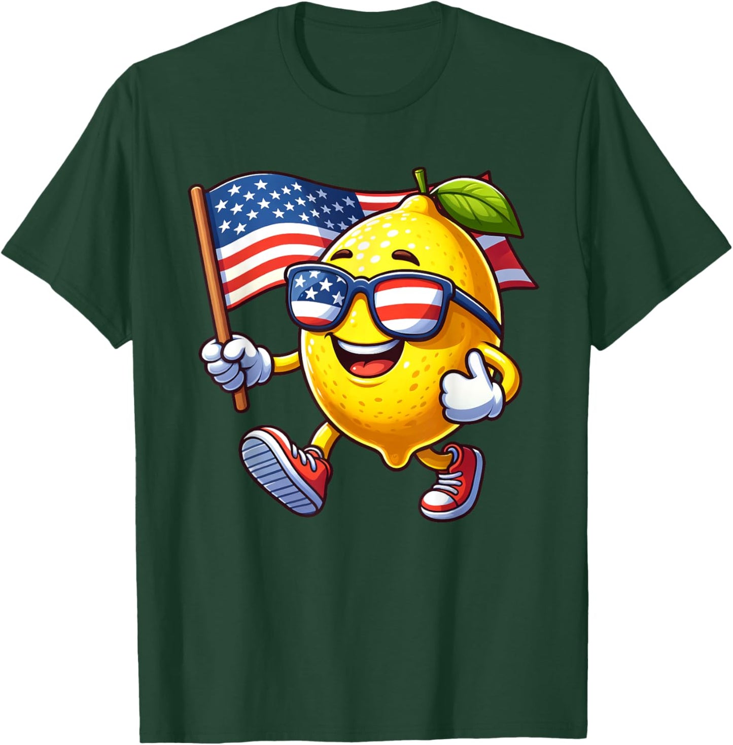 Lemon 4th July USA Flag Patriotic America Mom Dad Kids T-Shirt - T-Shirt | Forest