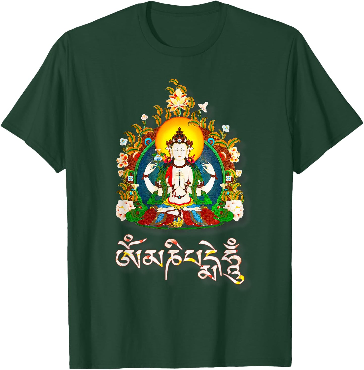 Tibetan Buddha Om Mani Padme Hum Amitabha T-Shirt - T-Shirt | Forest