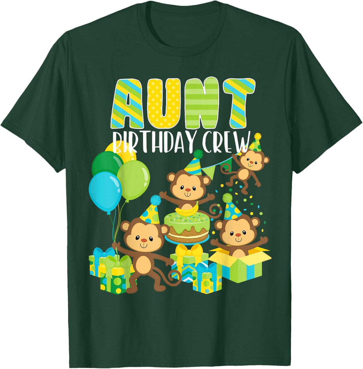Birthday Party Monkey Aunt Birthday Crew Family Matching T-Shirt - T-Shirt | Forest