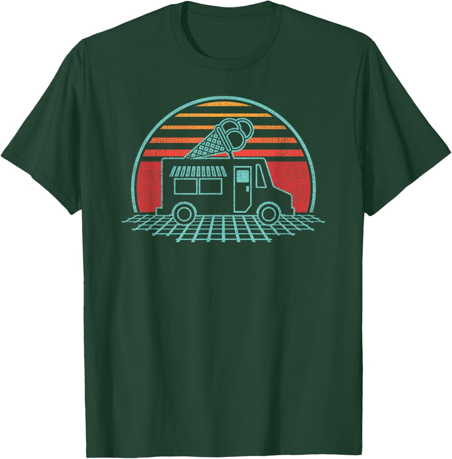 Ice Cream Truck Retro Vintage 80s Style Gift T-Shirt - T-Shirt | Forest