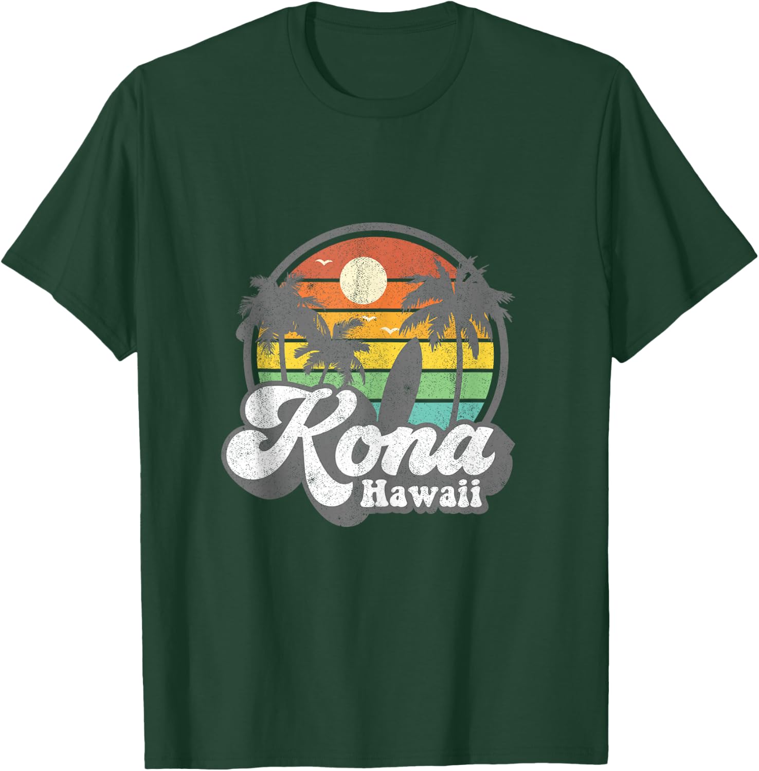 Vintage Kona Beach Hawaii Surf Hawaiian Surfing 70's Gift T-Shirt - T-Shirt | Forest