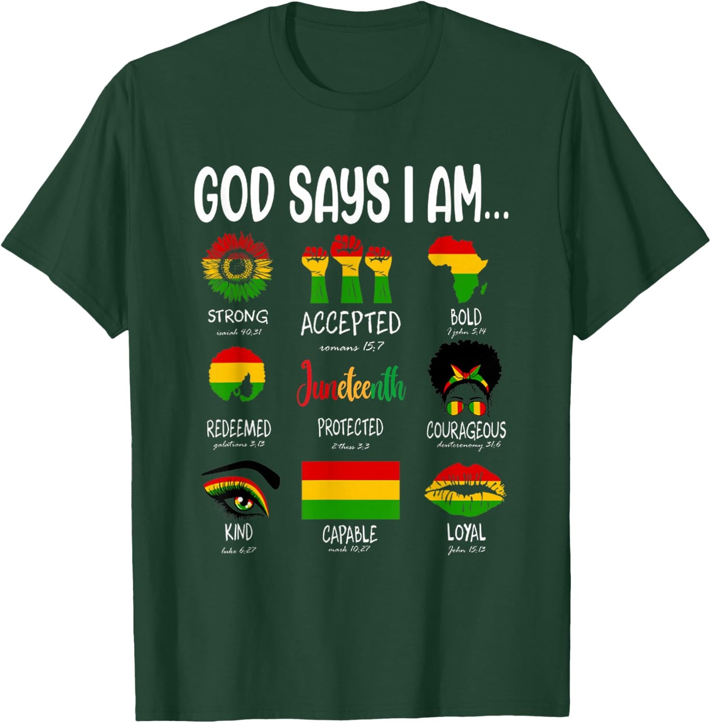 Juneteenth God Says I Am Celebrating Black Freedom 1865 T-Shirt - T-Shirt | Forest