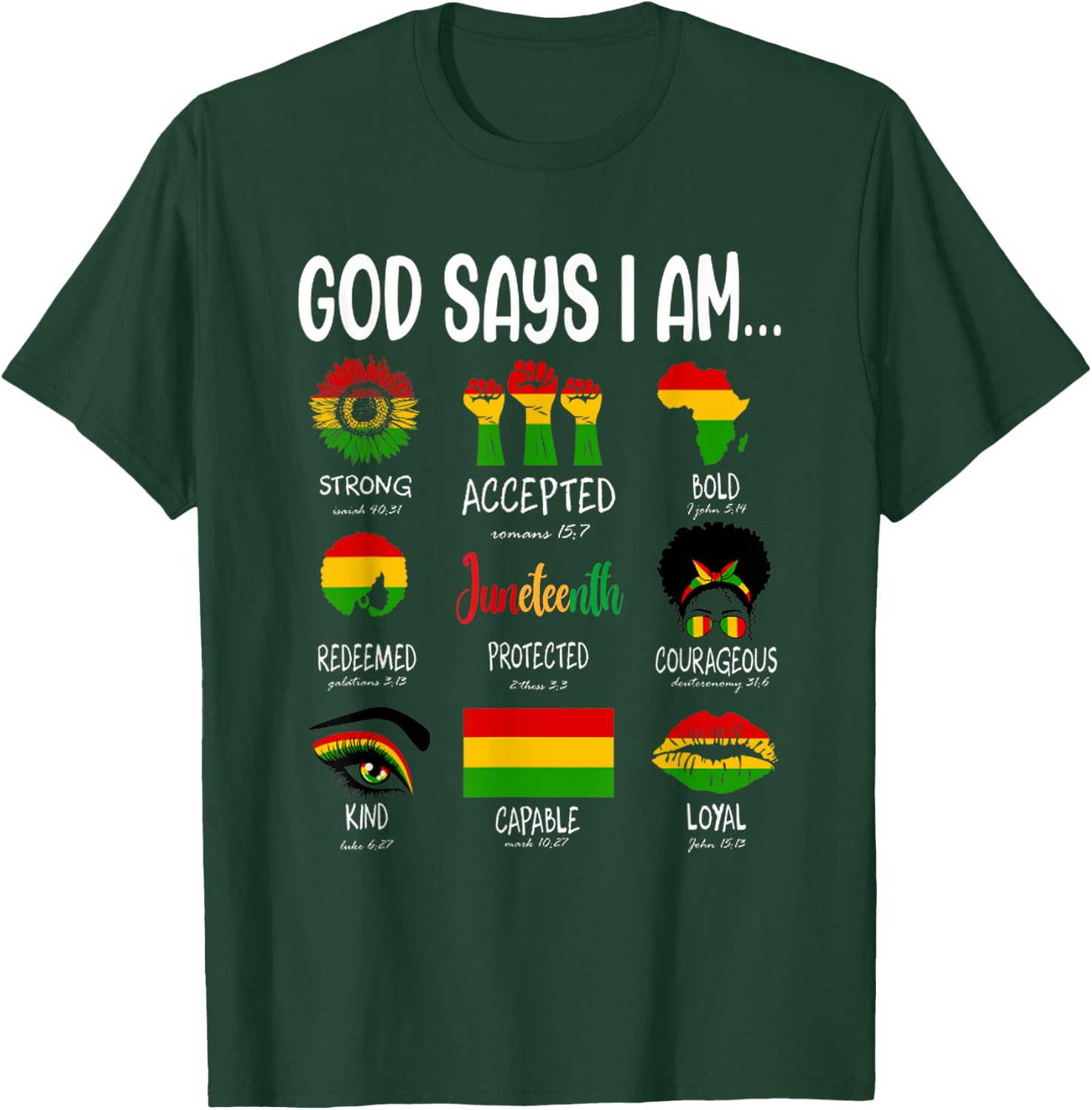 Juneteenth God Says I Am Celebrating Black Freedom 1865 T-Shirt - T-Shirt | Forest