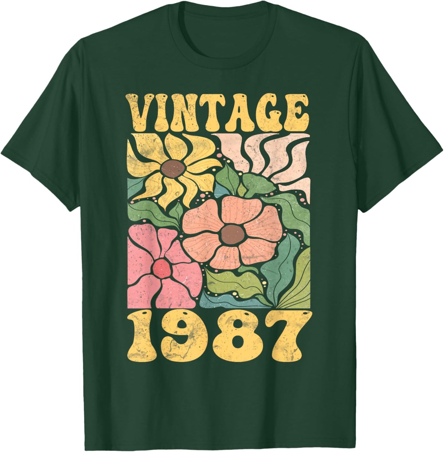 38 Years Old Vintage 1987 38th Women Birthday Wildflower T-Shirt - T-Shirt | Forest