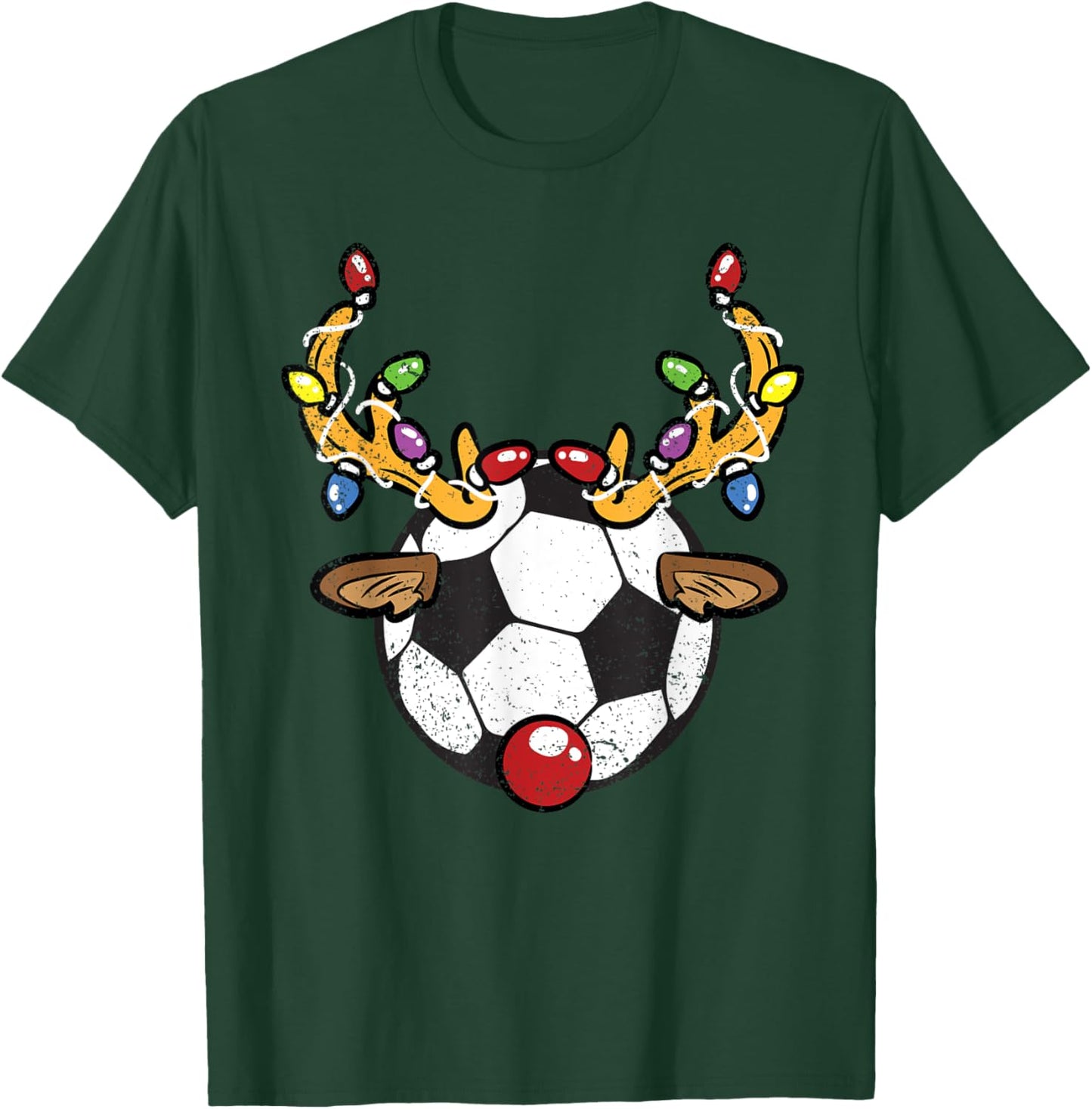 Soccer Ball Reindeer Christmas Pajama X-Mas Lights Sport T-Shirt - T-Shirt | Forest