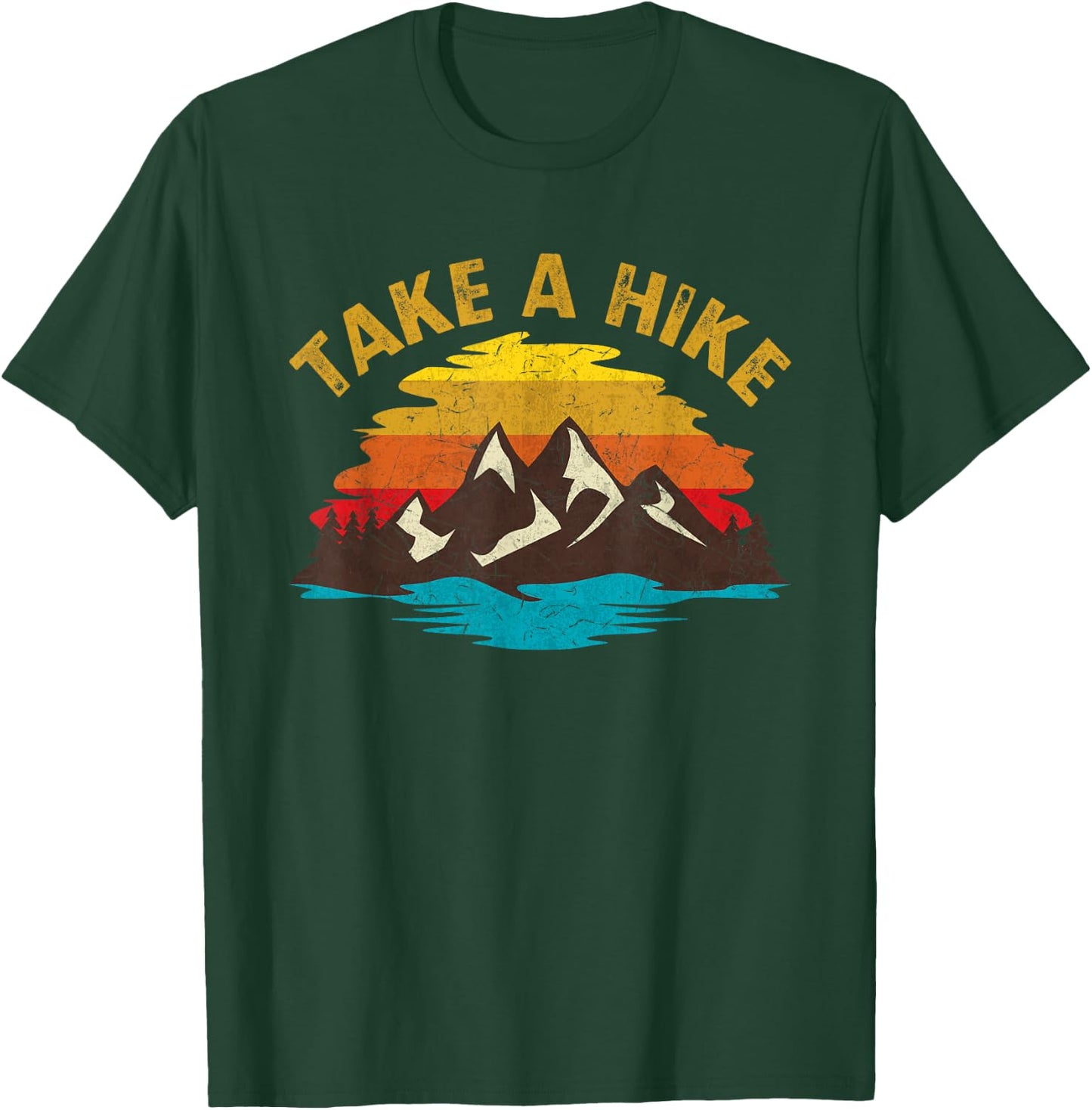 Take A Hike Outdoor Sunset Vintage Style Mountains Nature T-Shirt - T-Shirt | Forest