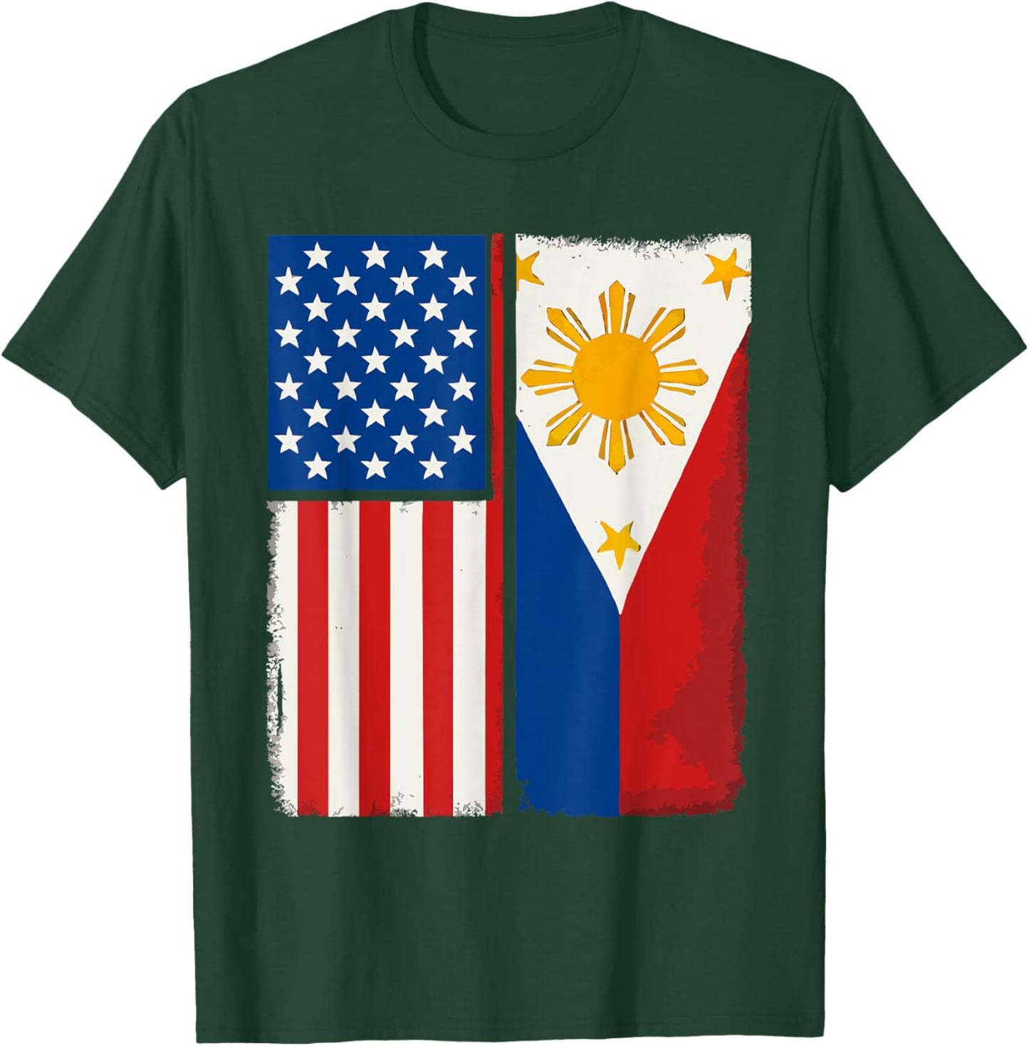 Half Filipino Half American USA Flag Philippines America T-Shirt - T-Shirt | Forest