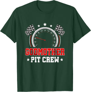 Godmother Pit Crew Race Car Birthday Party Racing Family T-Shirt - T-Shirt | Forest
