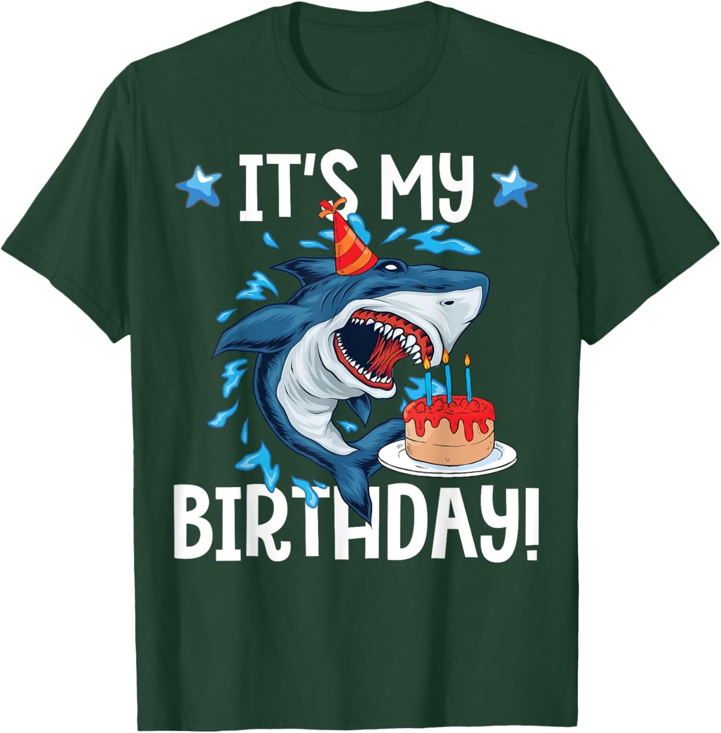 It's My Birthday Shark Shirt Gift Girls Boys Adults T-Shirt - T-Shirt | Forest