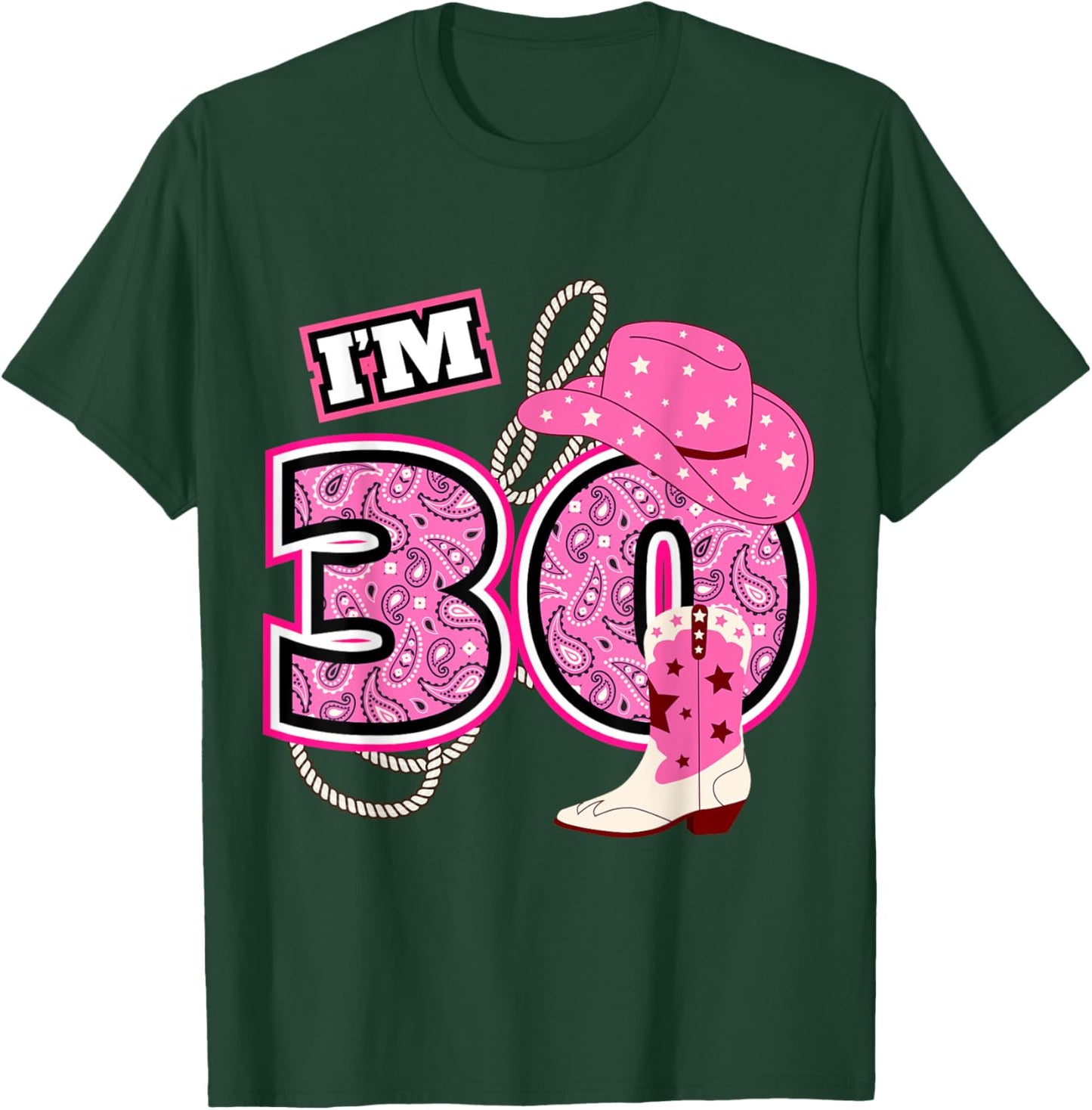 Happy 30th Birthday Cowgirl Cowboy Farmer 30 Year Old B-Day T-Shirt - T-Shirt | Forest