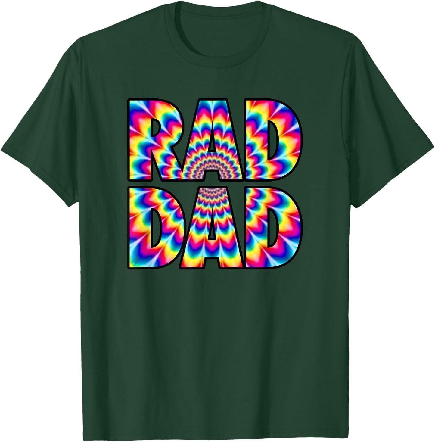 Rad Dad - Trippy Hippie Tie-Dye Rainbow 70s Vibes Novelty T-Shirt - T-Shirt | Forest