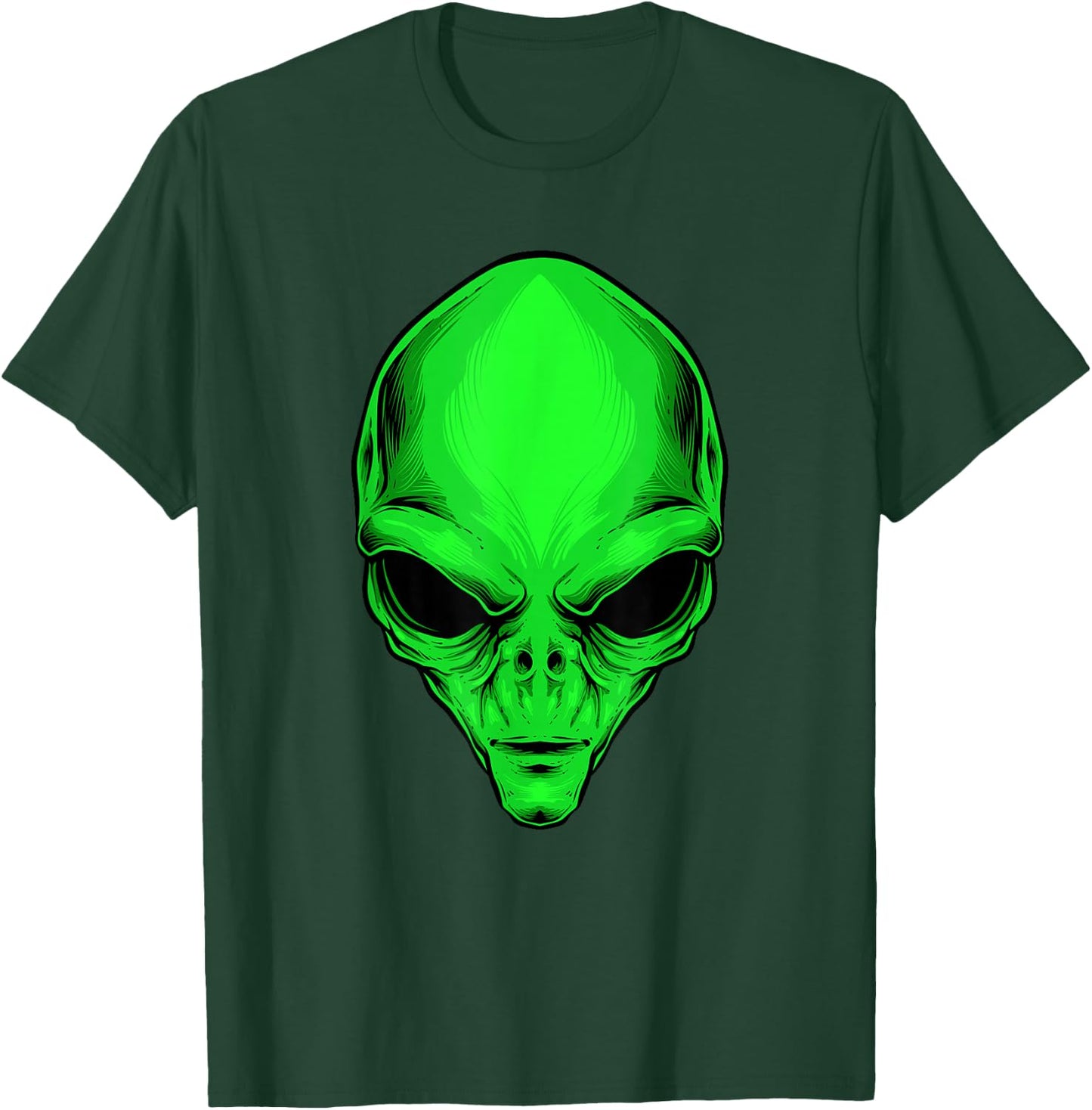 Green Alien Head Cartoon Funny Alien Costume T-Shirt - T-Shirt | Forest