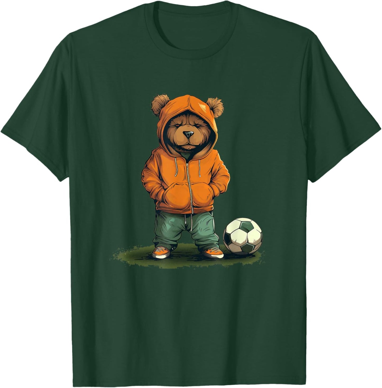 Funny Teddy bear loves soccer for boys and girls T-Shirt - T-Shirt | Forest