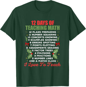 12 Days of Teaching Math Christmas Math Teacher Women T-Shirt - T-Shirt | Forest