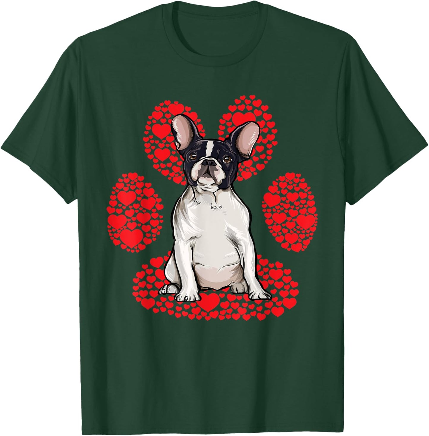 French Bulldog Valentines Day Dog Love Paw T-Shirt - T-Shirt | Forest