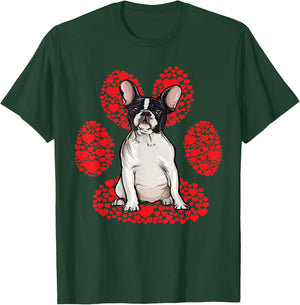 French Bulldog Valentines Day Dog Love Paw T-Shirt - T-Shirt | Forest
