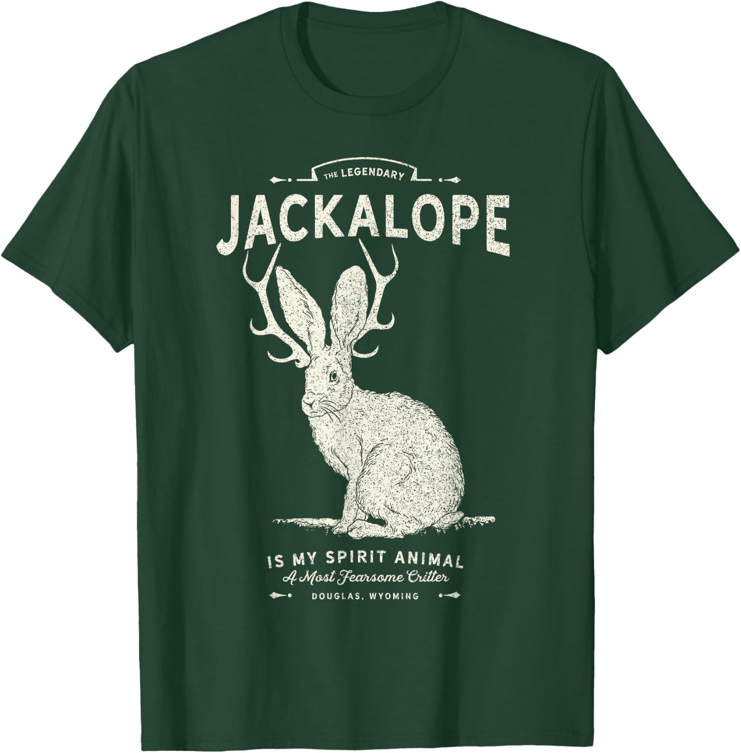 Vintage Jackalope, Spirit Animal, Mythical Critter T-Shirt - T-Shirt | Forest