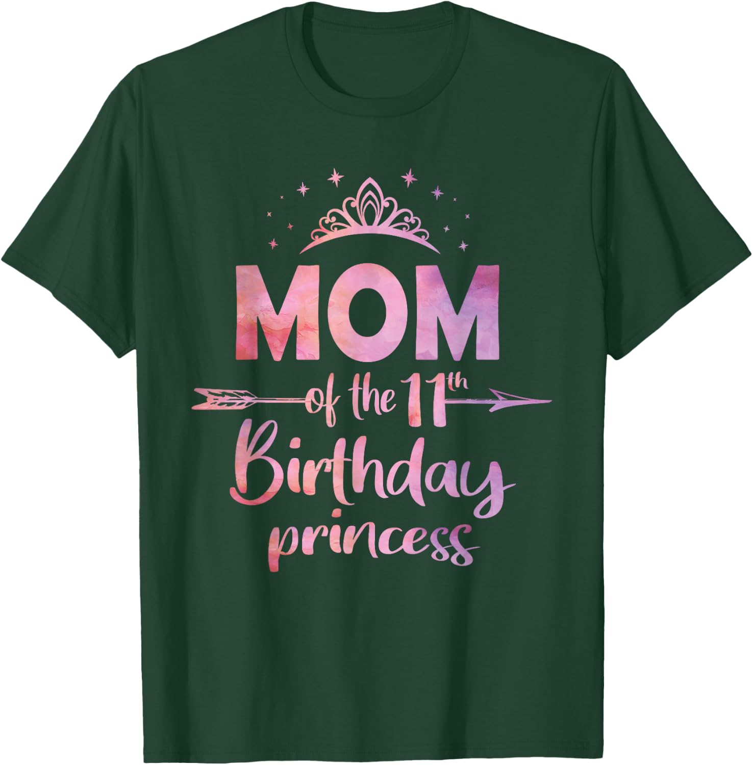 Mom Of The 11th Birthday Princess Girl 11 Years Old B-day T-Shirt - T-Shirt | Forest