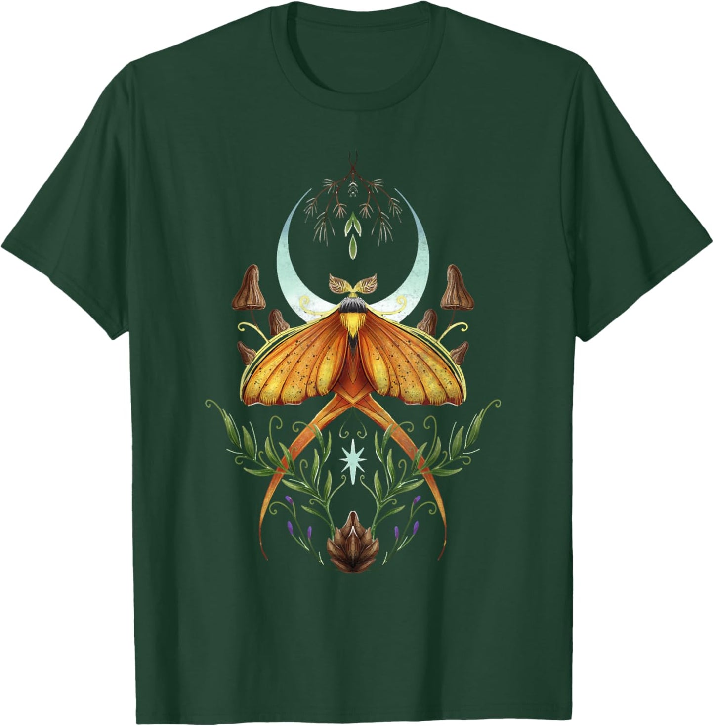 Cute Fairycore Floral Moth Aesthetic Celestial Luna T-Shirt - T-Shirt | Forest
