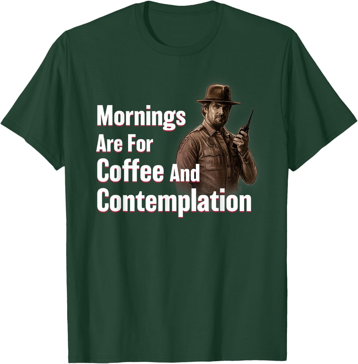 Netflix Stranger Things Hopper Coffee And Contemplation T-Shirt - T-Shirt | Forest