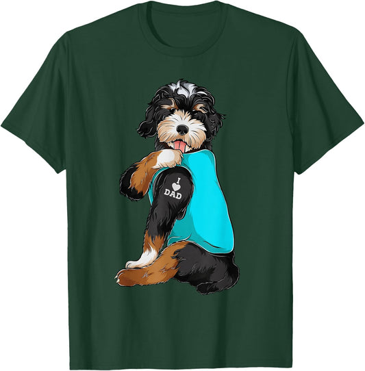 Bernedoodle I Love Dad Tattoo Apparel, Dog Dad Gifts Dads T-Shirt - T-Shirt | Forest