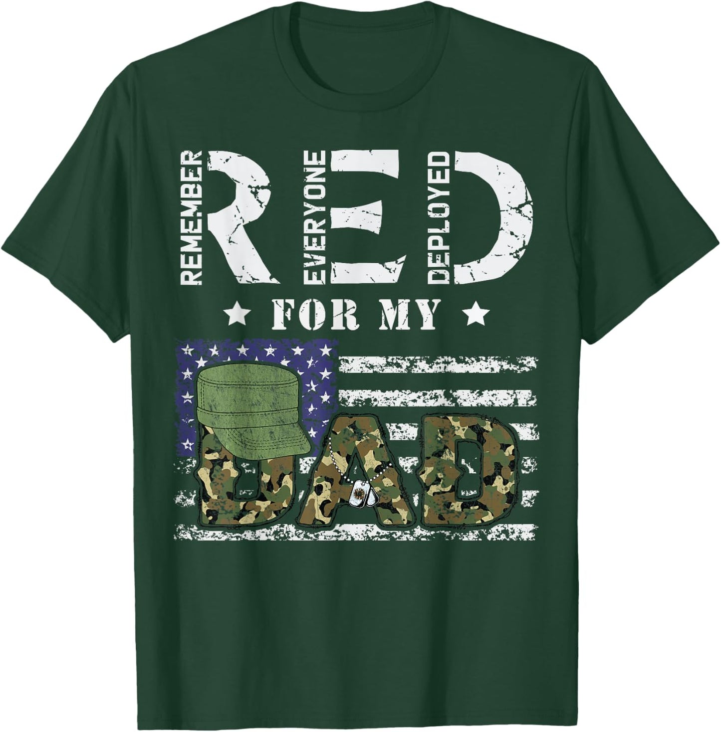 Wear Red Friday Military For My Dad Deployed Daddy USA Flag Kids Men T-Shirt - T-Shirt | Forest