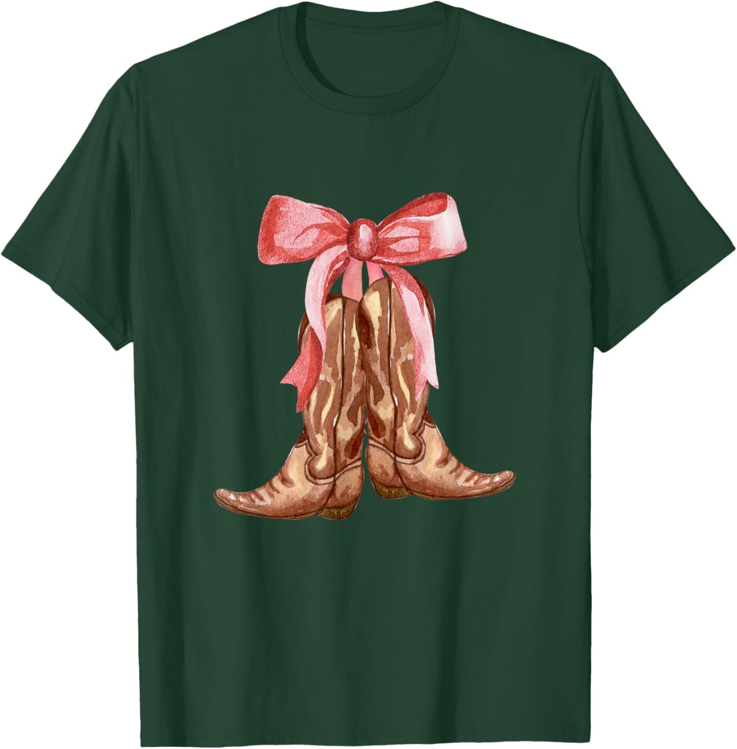 Cowgirl Boots Coquette Pink Bow Preppy Toddler Women Girl T-Shirt - T-Shirt | Forest