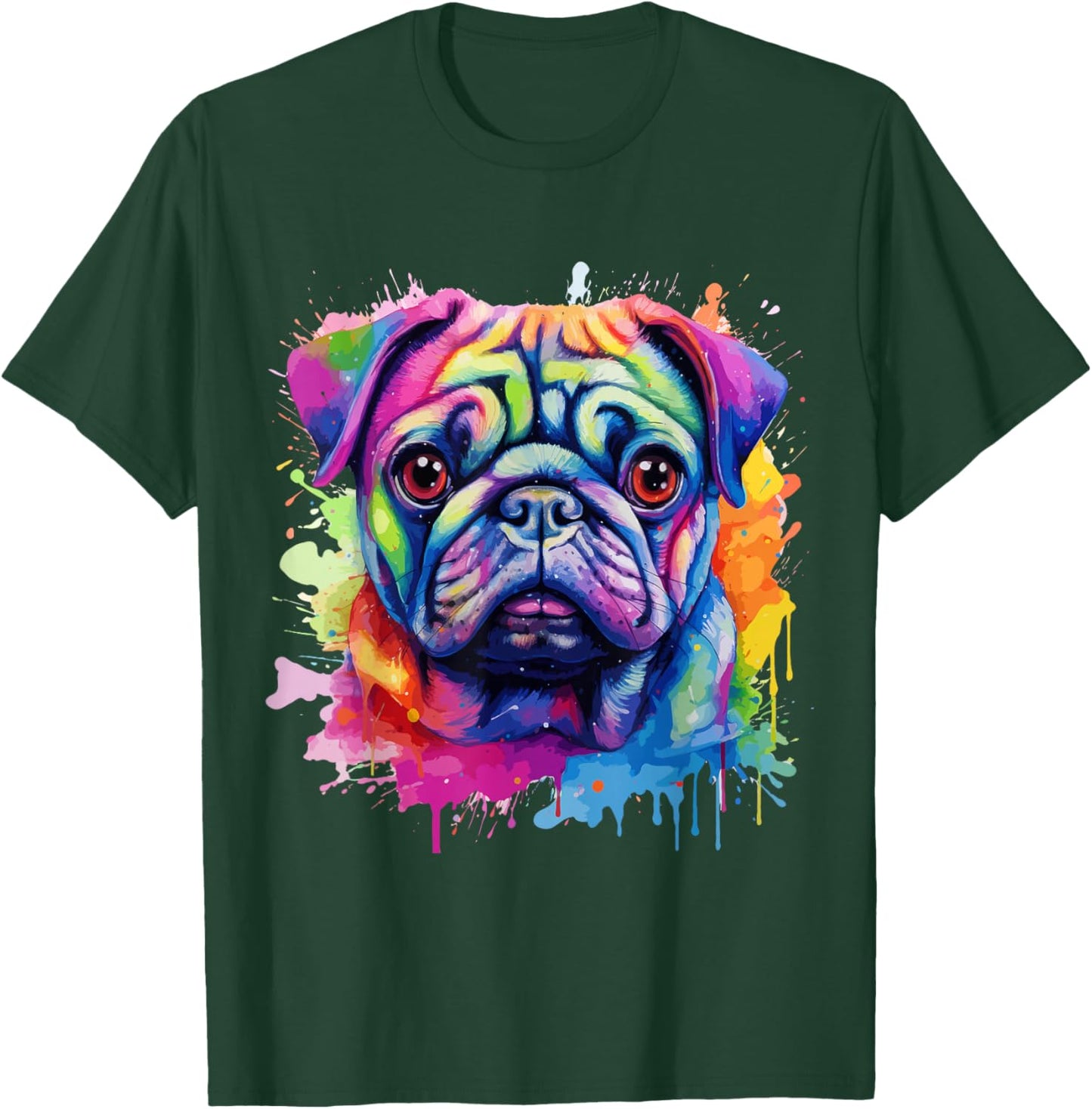 Pug Lovers Pop Art Color Pug Dog T-Shirt - T-Shirt | Forest