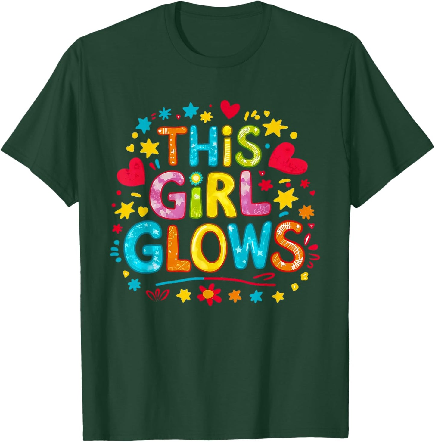 This Girl Glows & Girls Tie Dye 80s Themed Disco T-Shirt - T-Shirt | Forest