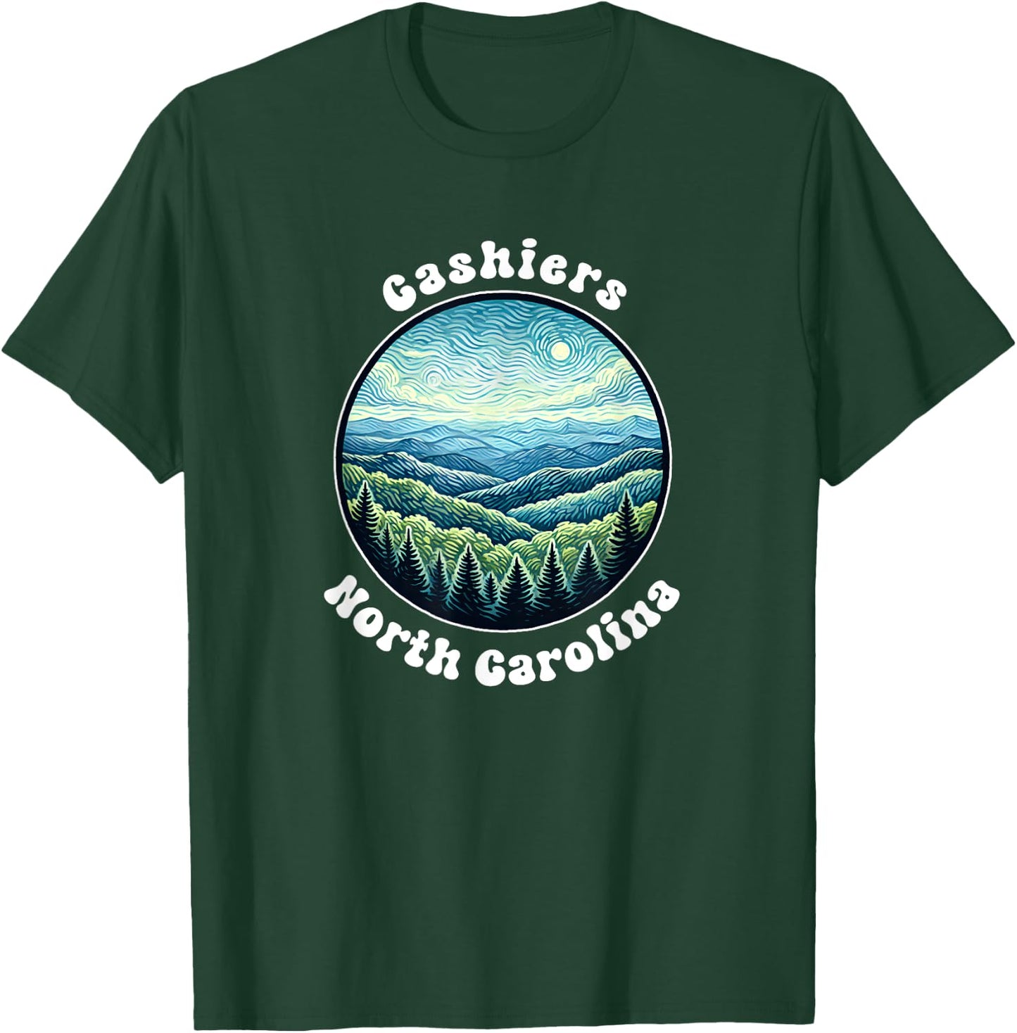 Cashiers North Carolina Mountains Forest Vacation Souvenir T-Shirt - T-Shirt | Forest