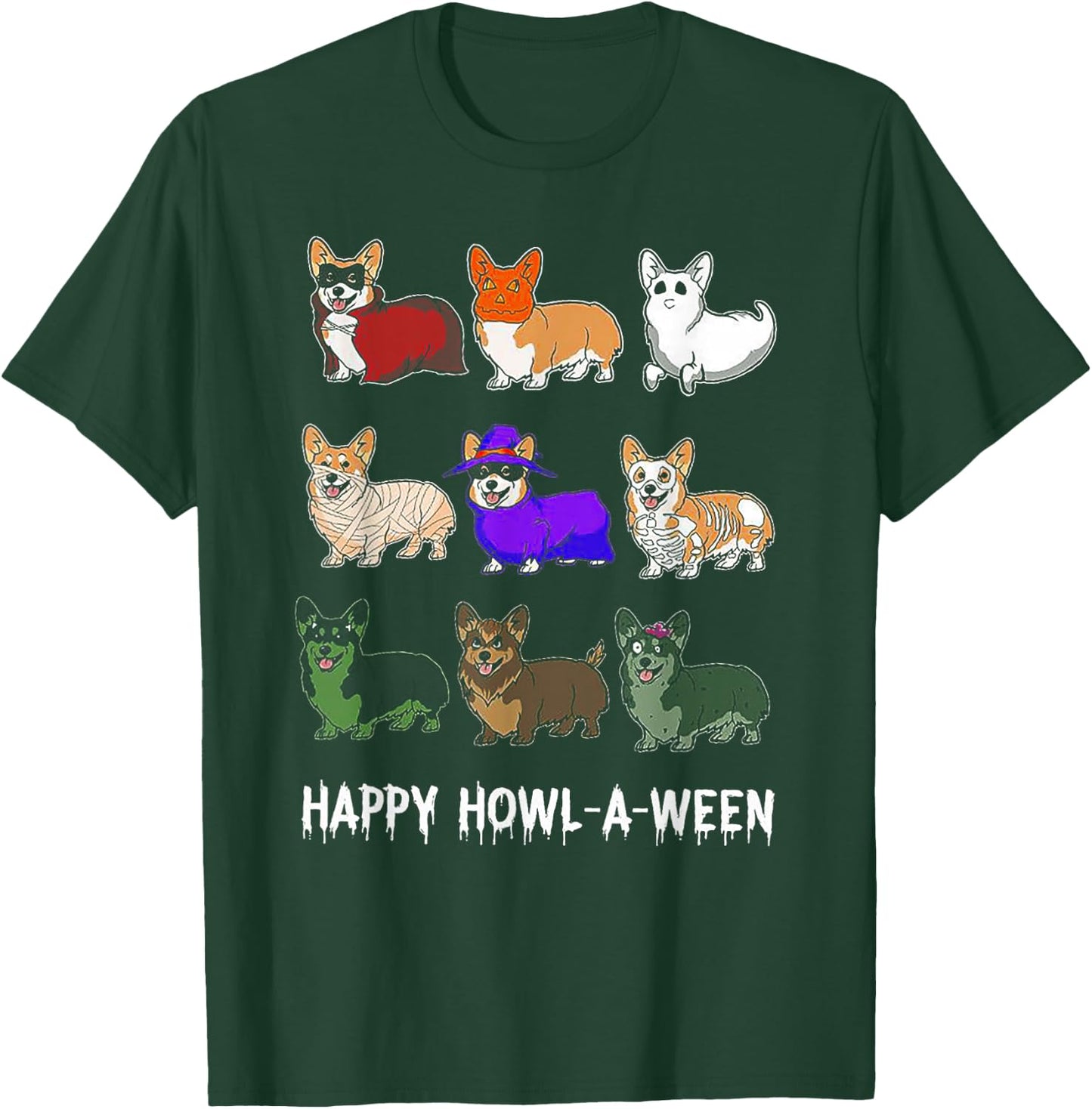 Funny Corgi Dog Halloween Happy Howl-o-ween T-Shirt - T-Shirt | Forest