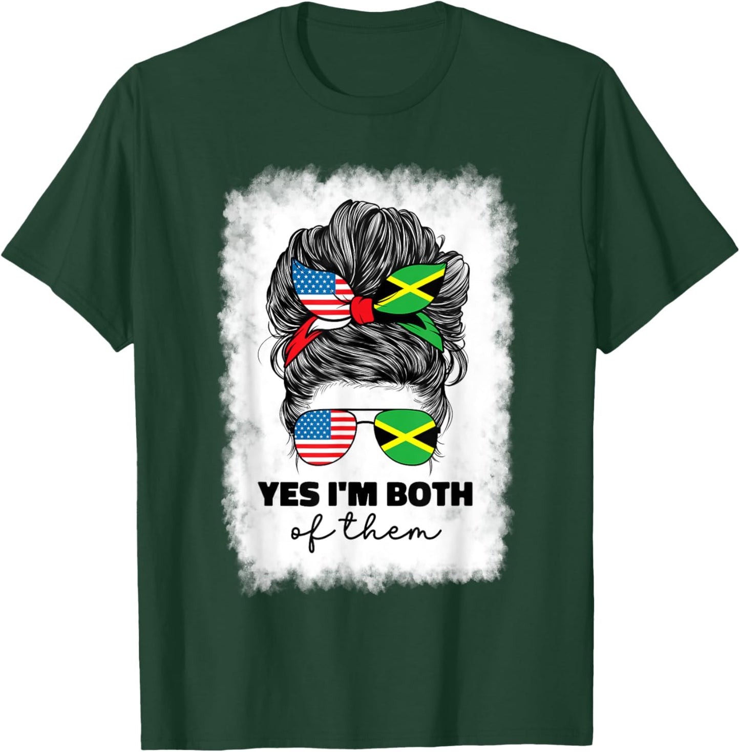 Half American And Jamaican Mix Usa America Jamaica Flag Girl T-Shirt - T-Shirt | Forest