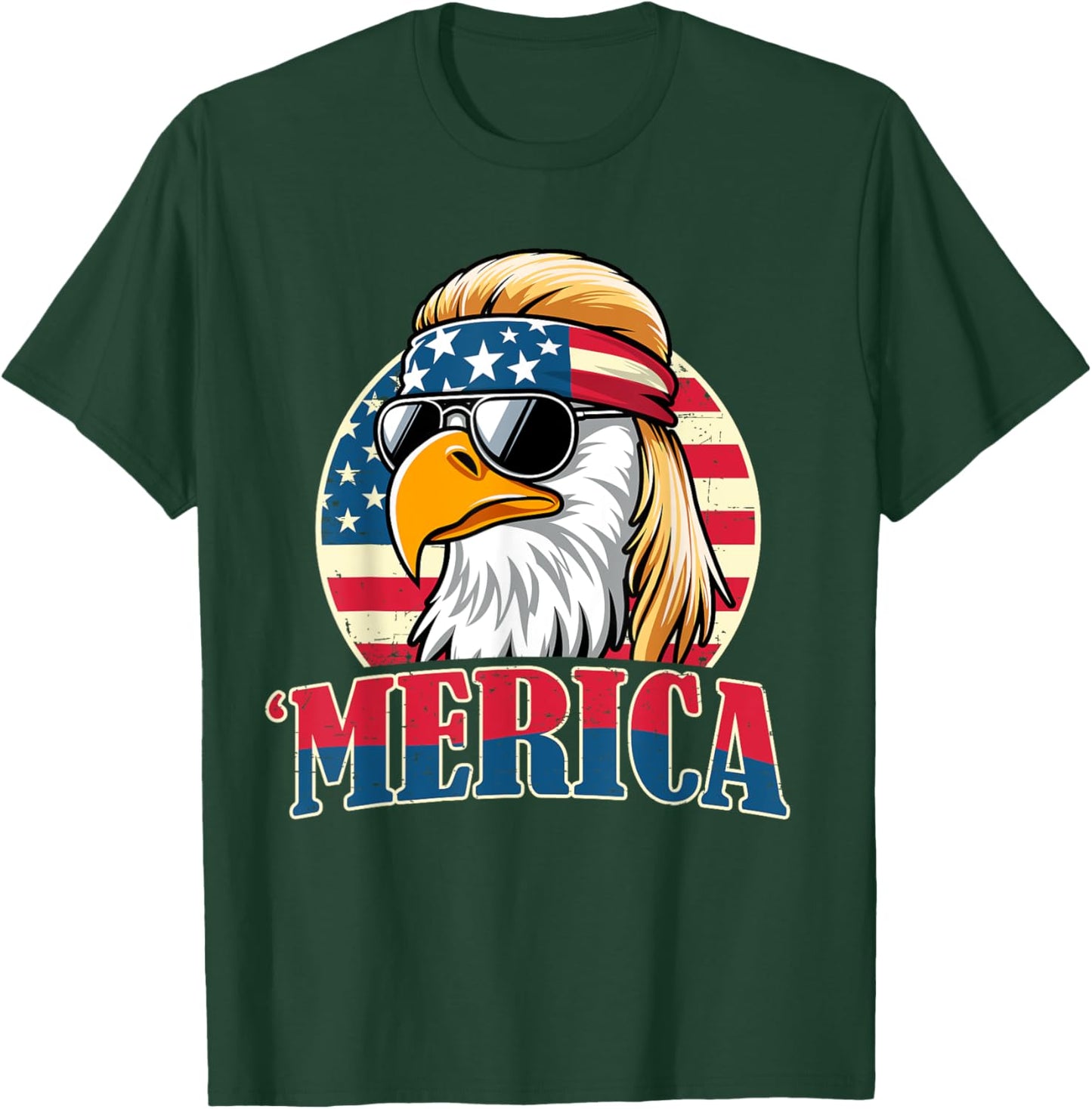 4th of July Funny Patriotic American Retro USA Men Women T-Shirt - T-Shirt | Forest