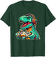 Cool Gamer Dino T-Rex Gamer Dinosaur Gaming T-Shirt - T-Shirt | Forest