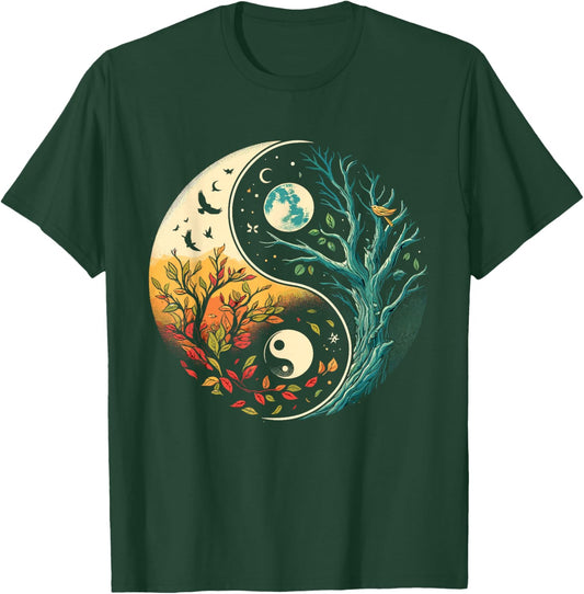 Yin Yang Tree Japanese Buddhist Zen T-Shirt - T-Shirt | Forest