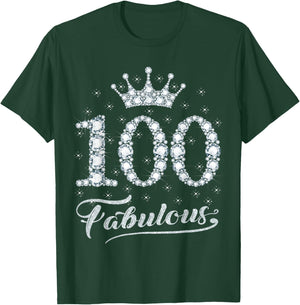 100 Fabulous 100 Years Old Happy 100th Birthday Girl Women T-Shirt - T-Shirt | Forest