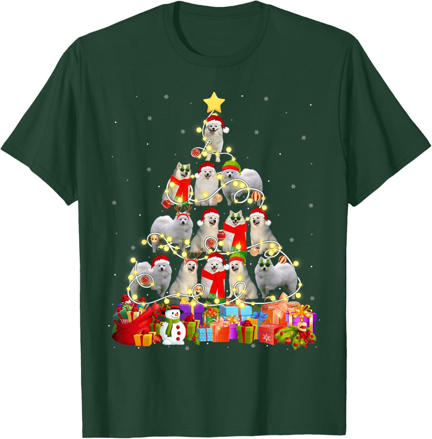 Funny American Eskimo Christmas Tree Pet Dog Lover Gift Women Kids T-Shirt - T-Shirt | Forest