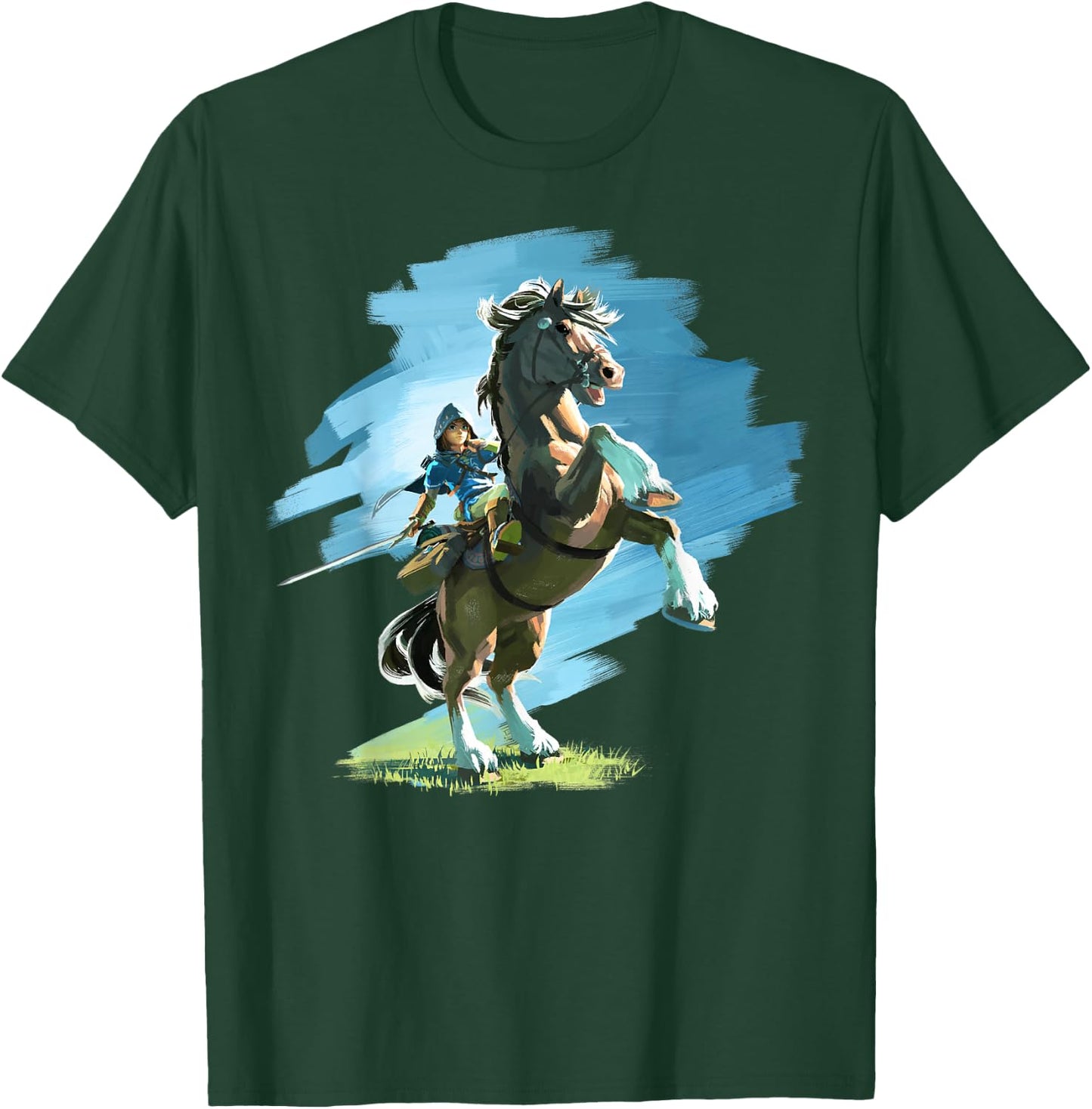The Legend Of Zelda Breath Of The Wild Link And Epona Paint T-Shirt - T-Shirt | Forest