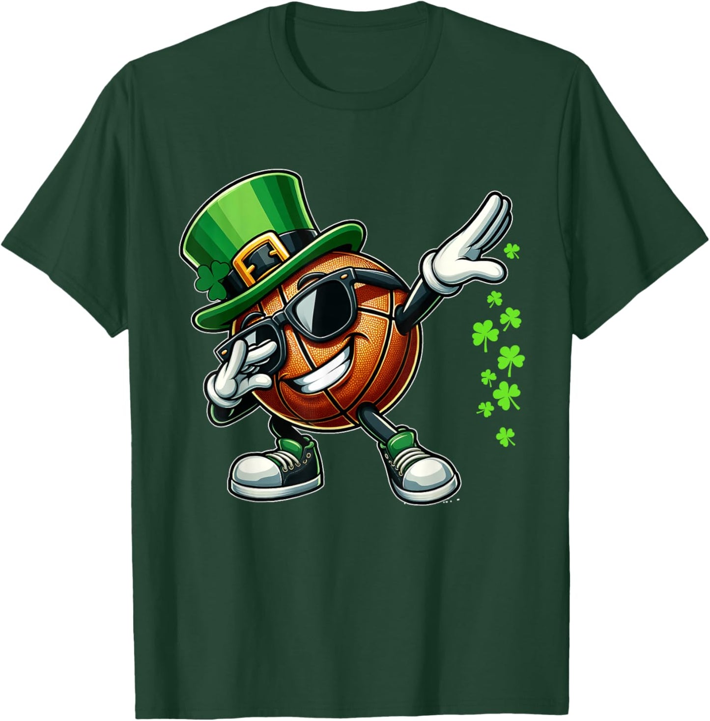 Dabbing Shamrock Basketball Funny St Patrick's Day Kids T-Shirt - T-Shirt | Forest