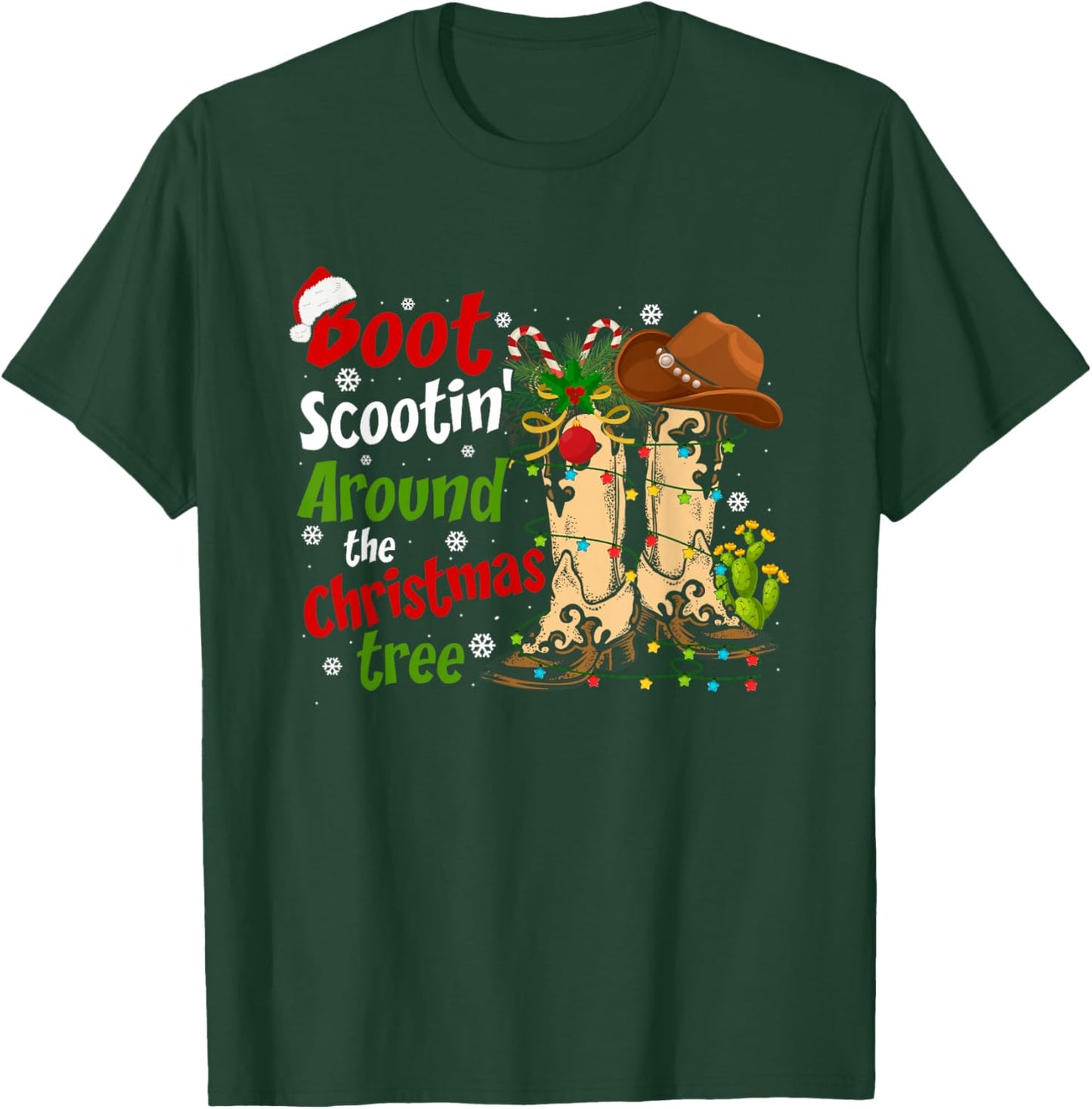 Boot Scootin' Around The Christmas Tree Country Western T-Shirt - T-Shirt | Forest