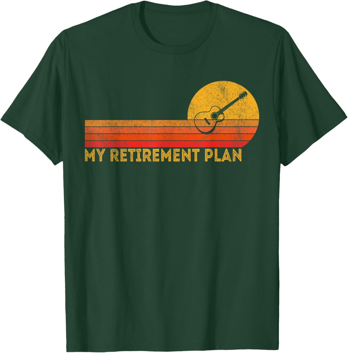 Funny Retired My Retirement Plan Guitar Player Retro T-Shirt - T-Shirt | Forest