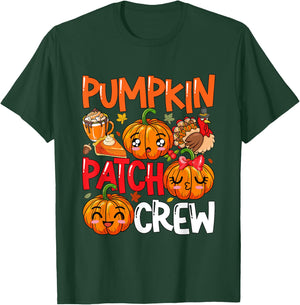 Pumpkin Cute Patch Crew Thanksgiving Fall Turkey Pumpkins T-Shirt - T-Shirt | Forest