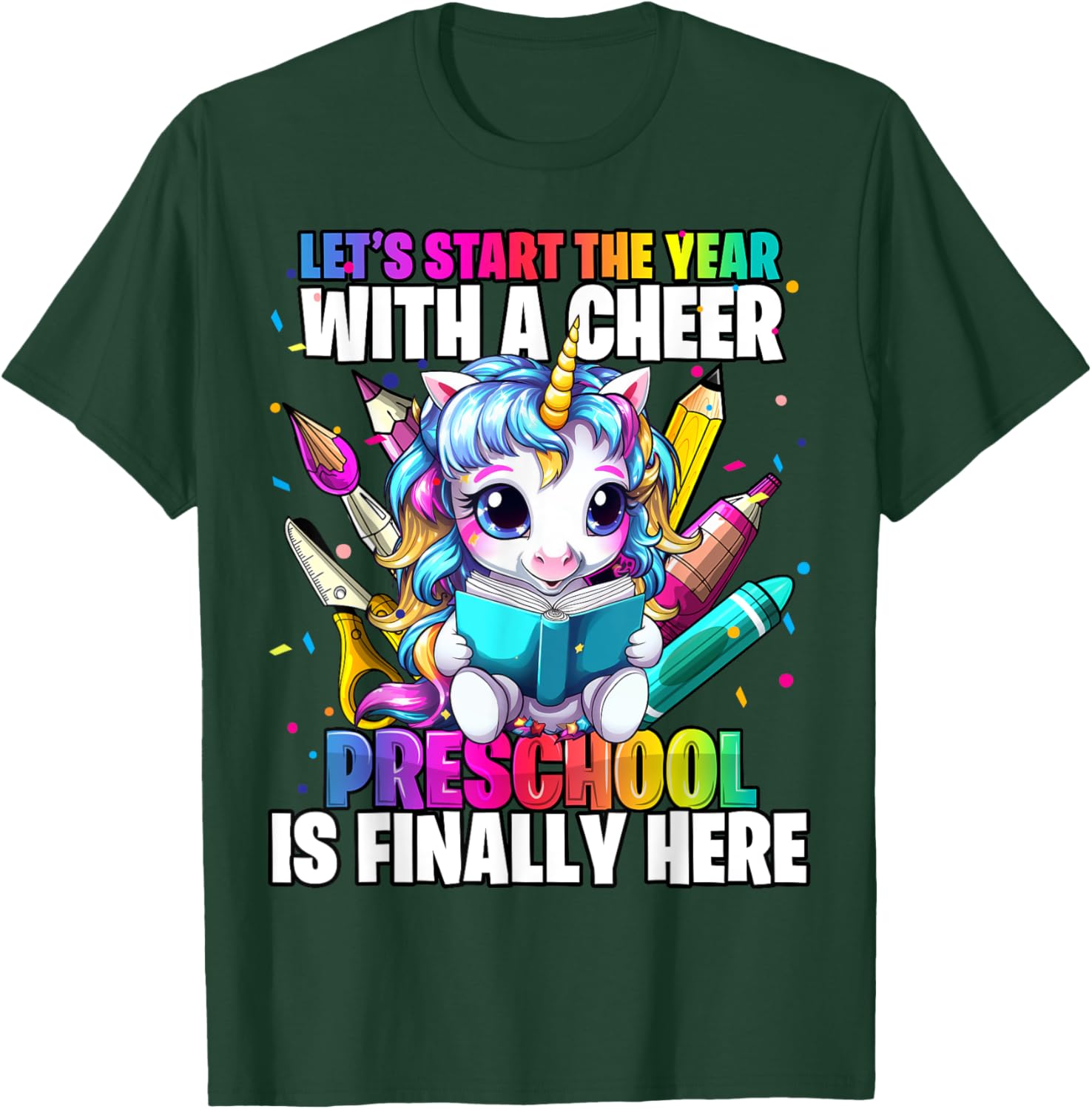 Unicorn Preschool Back to School First Day of School Girl T-Shirt - T-Shirt | Forest