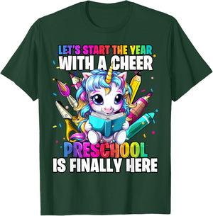 Unicorn Preschool Back to School First Day of School Girl T-Shirt - T-Shirt | Forest