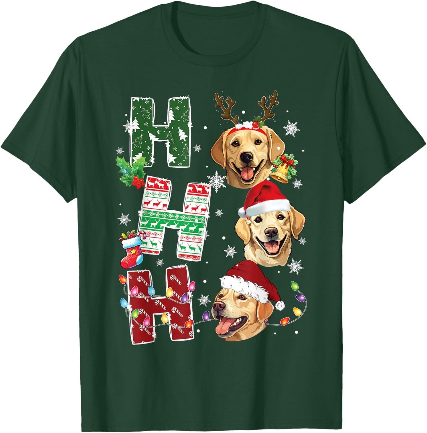 Ho Ho Ho Labrador Retriever Christmas Dogs Costume Pajamas T-Shirt - T-Shirt | Forest