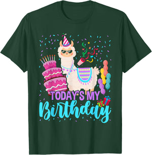 Todays My Birthday Llama Boy Family Party Decorations T-Shirt - T-Shirt | Forest